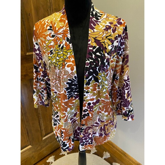 Christopher Banks Sweater Open Front Purple Gold Open Front Size Large Casual - Picture 2 of 11